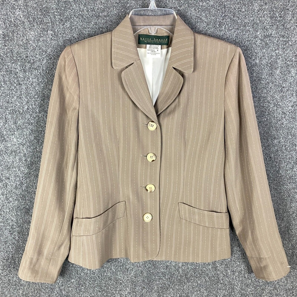 Harve Benard Blazer Women's Size 4 Suit Polyester Gray Formal‎ 4 Buttons
